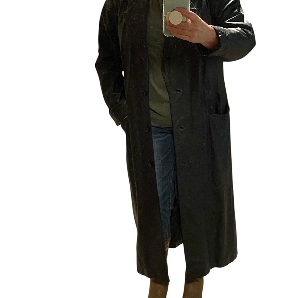 VINTAGE 90's Avanti Genuine Leather Trench Coat - Picture 8 of 12